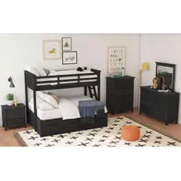 Brooklyn Charcoal Bunk Bedroom Set with Ladder and Trundle