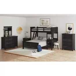 Brooklyn Charcoal Storage Loft Bedroom Set with Ladder and Integrated Speaker Desk