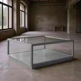Glaze Vintage Blue Square Glass Top Occassional Table Set
