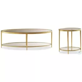 Jinx Glass And Brass Oval Occasional Table Set