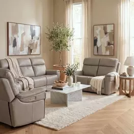 Celeste Sahara Ash Leather Zero Gravity Power Reclining Living Room Set With Power Headrest