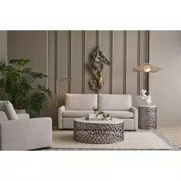 Oasis Antique Nickel and Quartz Top Occassional Table Set