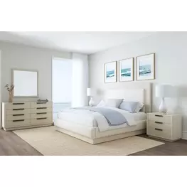Cotiere Cream Linen Upholstered Panel Bedroom Set