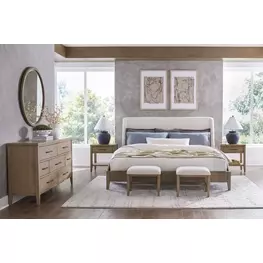 Olivia Sunkissed Beige Upholstered Platform Bedroom Set
