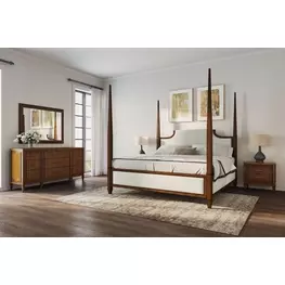 Eave Brown and White Upholstered Poster Bedroom Set