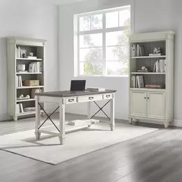 Hartford Antique White And Gray Writing Home Office Set