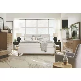 Lindon Belgian Wheat and White Upholstered Panel Bedroom Set