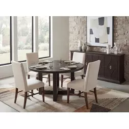 Driftwood Burnt Timber Round Dining Room Set