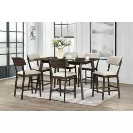 Rex Walnut Rectangular Counter Height Dining Room Set