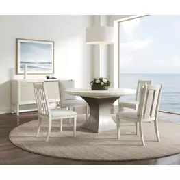 Cotiere Cream Linen and Sanded Bronze Round Dining Room Set