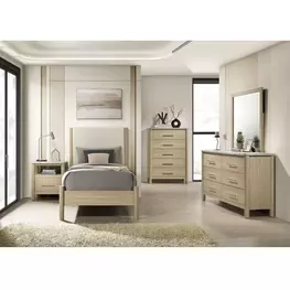Joanna Natural and White Youth Upholstered Bedroom Set