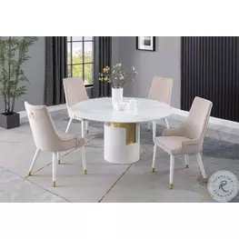 Kiana Matte White Dining Room Set with Judy Side Chair Set of 2
