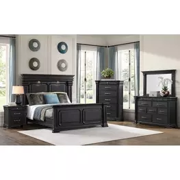Paterson Black Bedroom Set with USB Charging and LED