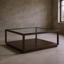 Glaze Cola Square Glass Top Occassional Table Set