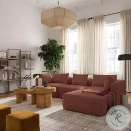 Hangover Sedona Red Textured Fabric Modular Sectional