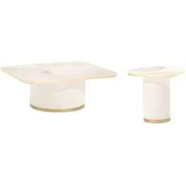 Gineverra Ivory and Gold Rectangular Occassional Table Set