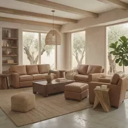 Inglewood Vintage Brown Derby Leather Living Room Set