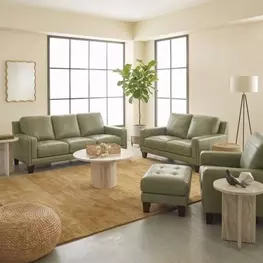 Vincent Green Clover Leather Living Room Set