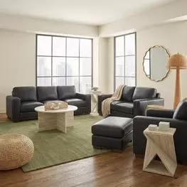 Lorenzo Black Leather Living Room Set