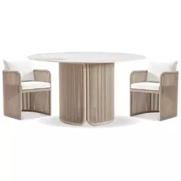 Trellis Brown and Beige Outdoor Dining Room Set