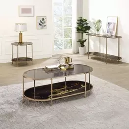 Fiorella Black and Gold Glass Top Occassional Table Set