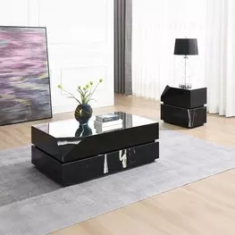 Drisana Black Glass Top Occassional Table Set