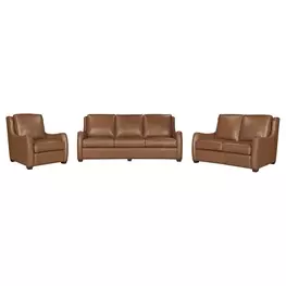 Channing Renaissance Cinnamon Leather Living Room Set with Nailhead Trim
