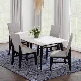 Megan White and Black 78" Rectangular Dining Room Set