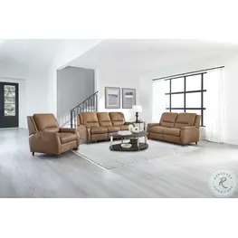 Avenleigh Caramel Cream Leather Power Reclining Living Room Set