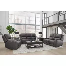 Belmont Autumn Fog Leather Zero Gravity Power Reclining with USB Charging Living Room Set