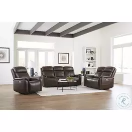 Riverton Auburn Leather Power Reclining Living Room Set