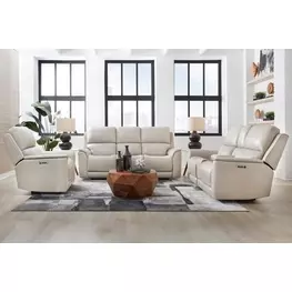 Westville Steamboat Quartz Leather Zero Gravity Power Reclining with USB Charging Living Room Set