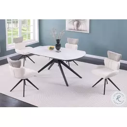 Nicole Matte White And Black Extendable Dining Room Set