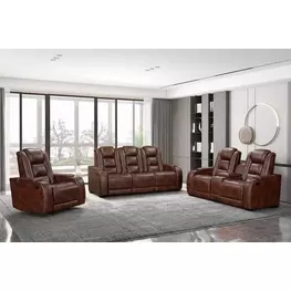 Chester Brown Reclining Living Room Set with USB Charging and LED