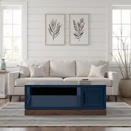 Nora Blue Denim and Whiskey Rectangular Occassional Table Set