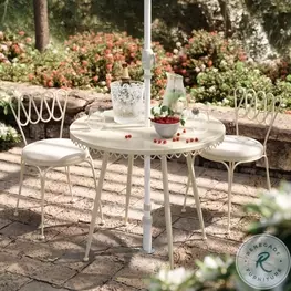 Erica Cream Wrought Iron Outdoor Cafe Table Set