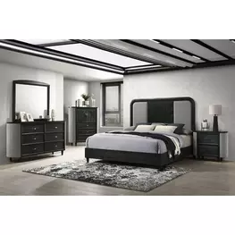 Skyline Onyx and Gray Upholstered Panel Bedroom Set