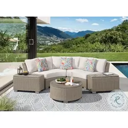 Camal Tan Outdoor Round Occasional Table Set