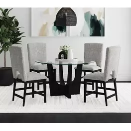 Salem Black 52" Round Glass Top Counter Height Dining Room Set