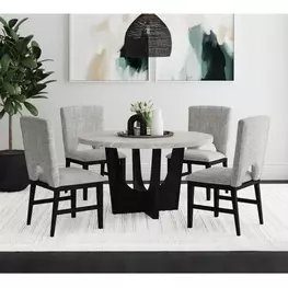 Salem Gray and Black 52" Round Dining Room Set