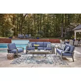 Dillon Beach Blue Performance Fabric Outdoor Living Room Set