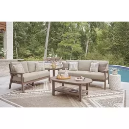 Cliffs Beach Driftwood Oval Outdoor Occasional Table Set
