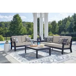 Mabry Shores Navy Blue and Driftwood Rectangular Outdoor Occasional Table Set