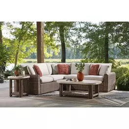 Angel Island Beige and Brown Rectangular Outdoor Occasional Table Set