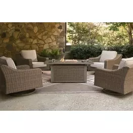 Carmel Bay Beige Outdoor Fire Pit Room Set