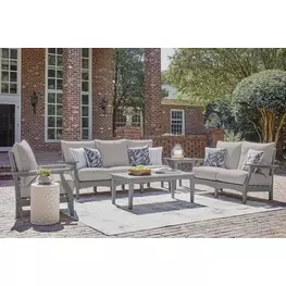Lone View Bay Gray Performance Fabric Outdoor Living Room Set
