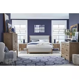 Plum Creek Sierra Brown and Elite Dove Upholstered Panel Bedroom Set
