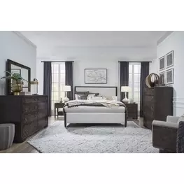 Timberlyn Espresso and Cream Upholstered Panel Bedroom Set