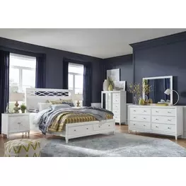 Springhouse Whisper White and Gray Upholstered Panel Bedroom Set