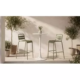 Gage White Outdoor Round Bar Table Set